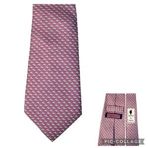 Vineyard Vines Mens Pink Silk Whale Logo Nautical Short Necktie Shep Ian USA